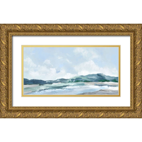 Blue Mountains Gold Ornate Wood Framed Art Print with Double Matting by Mavis, Luna