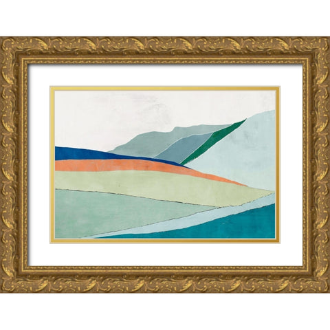 Hills Beneath Roving Sun Gold Ornate Wood Framed Art Print with Double Matting by Cacho, E.L.