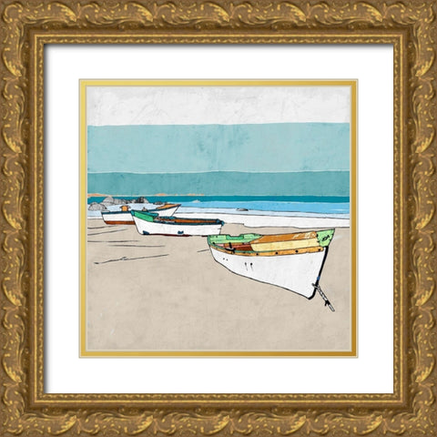 Lined Up Gold Ornate Wood Framed Art Print with Double Matting by Cacho, E.L.