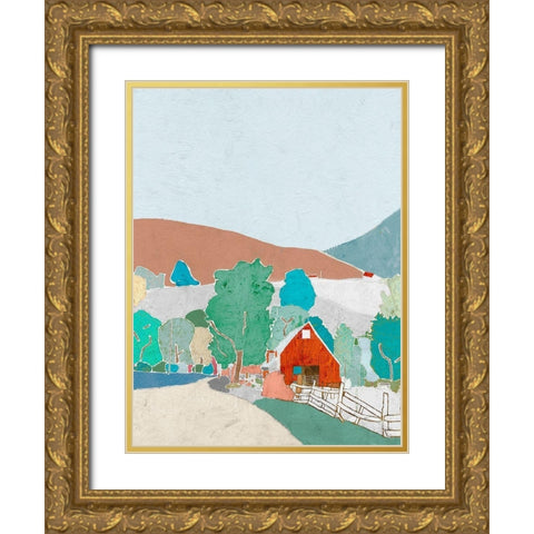 Rural Melody Gold Ornate Wood Framed Art Print with Double Matting by Cacho, E.L.