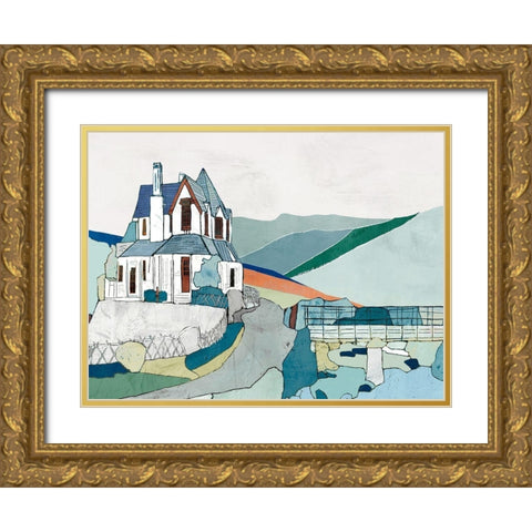 Green Hills Poem Gold Ornate Wood Framed Art Print with Double Matting by Cacho, E.L.