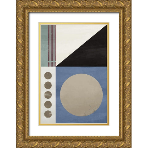 Blue Abstract Geometric I  Gold Ornate Wood Framed Art Print with Double Matting by William, Gary