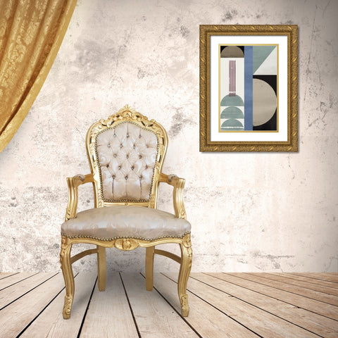 Blue Abstract Geometric II Gold Ornate Wood Framed Art Print with Double Matting by William, Gary