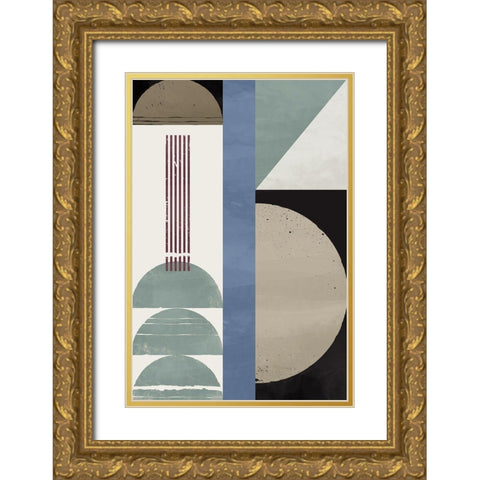 Blue Abstract Geometric II Gold Ornate Wood Framed Art Print with Double Matting by William, Gary