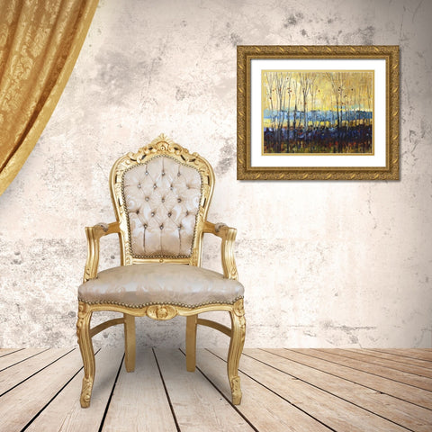A field through trees Gold Ornate Wood Framed Art Print with Double Matting by Kroeker, Wendy