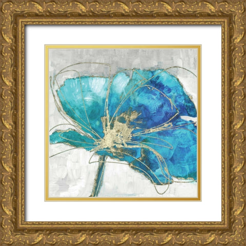 Blue Poppy I Gold Ornate Wood Framed Art Print with Double Matting by Kroeker, Wendy