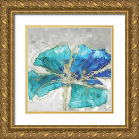 Blue Poppy II Gold Ornate Wood Framed Art Print with Double Matting by Kroeker, Wendy