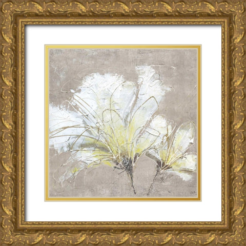 White Flowers II Gold Ornate Wood Framed Art Print with Double Matting by Kroeker, Wendy