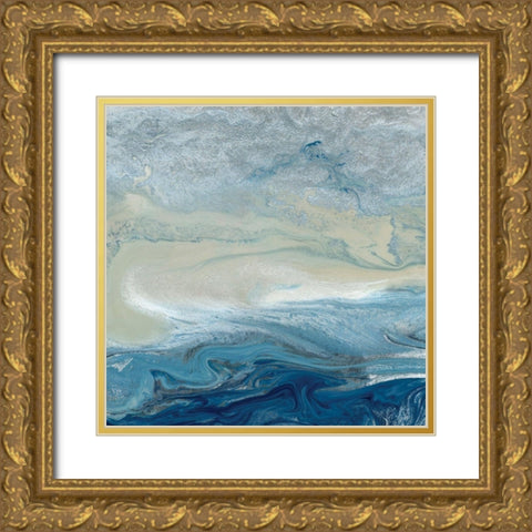 Ocean Blue Gold Ornate Wood Framed Art Print with Double Matting by Kroeker, Wendy