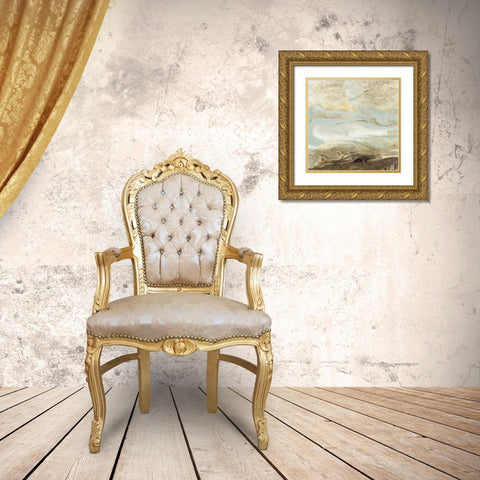 Ocean Blue Gold Version Gold Ornate Wood Framed Art Print with Double Matting by Kroeker, Wendy