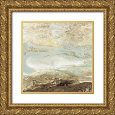 Ocean Blue Gold Version Gold Ornate Wood Framed Art Print with Double Matting by Kroeker, Wendy