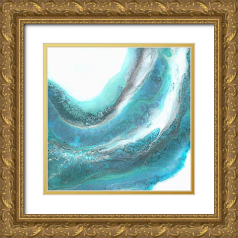 Marble Blue  Gold Ornate Wood Framed Art Print with Double Matting by Kroker, Wendy