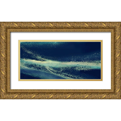 Gold Stream Ultramarine Gold Ornate Wood Framed Art Print with Double Matting by Kroker, Wendy