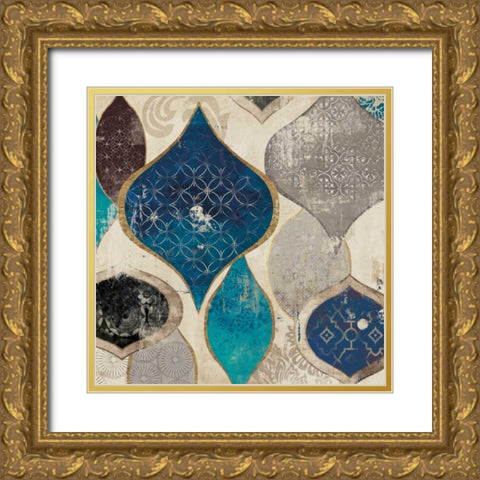 Blue Motif I Gold Ornate Wood Framed Art Print with Double Matting by Wilson, Aimee