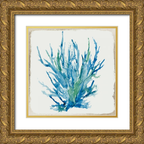 Blue Coral II Gold Ornate Wood Framed Art Print with Double Matting by Wilson, Aimee