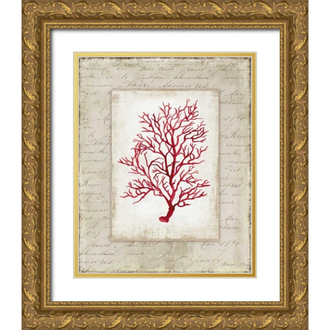 Red Coral III Gold Ornate Wood Framed Art Print with Double Matting by Wilson, Aimee