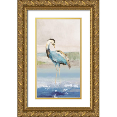 Heron On The Beach I Gold Ornate Wood Framed Art Print with Double Matting by Wilson, Aimee