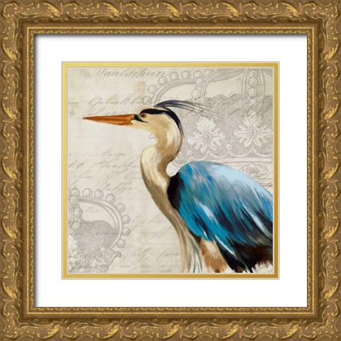 Heron II Gold Ornate Wood Framed Art Print with Double Matting by Wilson, Aimee