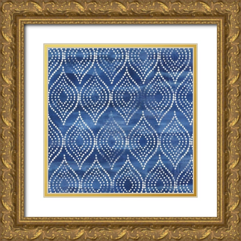 Dark Indigo Speckles Gold Ornate Wood Framed Art Print with Double Matting by Wilson, Aimee