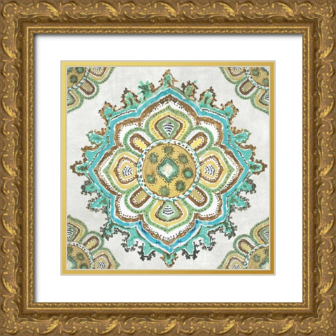 Medalion Inka Gold Ornate Wood Framed Art Print with Double Matting by Wilson, Aimee