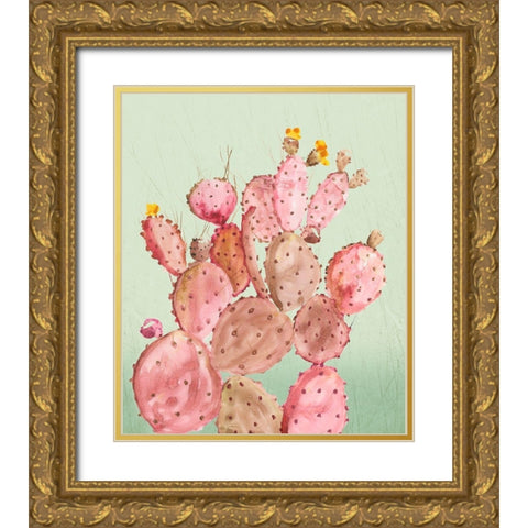 Pink Cacti Gold Ornate Wood Framed Art Print with Double Matting by Wilson, Aimee