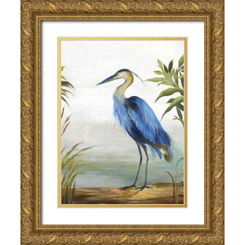 Blue Heron Gold Ornate Wood Framed Art Print with Double Matting by Wilson, Aimee