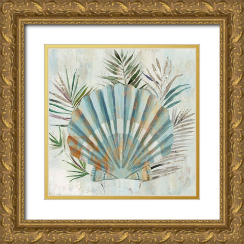 Turquoise Shell II Gold Ornate Wood Framed Art Print with Double Matting by Wilson, Aimee
