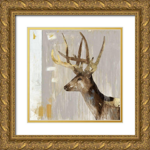 Stag I Gold Ornate Wood Framed Art Print with Double Matting by Wilson, Aimee