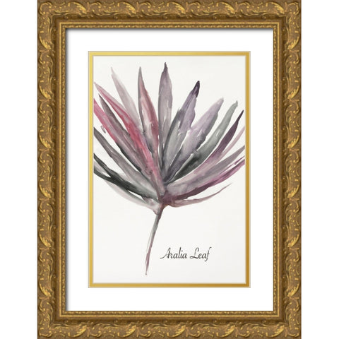 Aralia Leaf  Gold Ornate Wood Framed Art Print with Double Matting by Wilson, Aimee