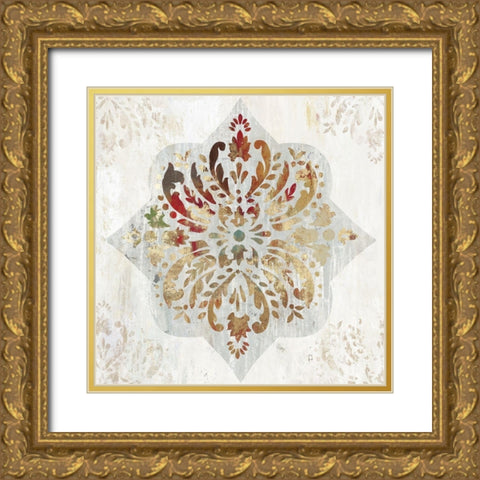 Red Medallion  Gold Ornate Wood Framed Art Print with Double Matting by Wilson, Aimee