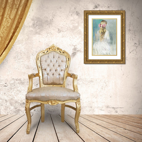 Girl in White Dress  Gold Ornate Wood Framed Art Print with Double Matting by Aimee Wilson
