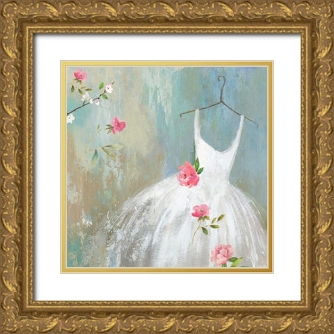 White Dress  Gold Ornate Wood Framed Art Print with Double Matting by Aimee Wilson