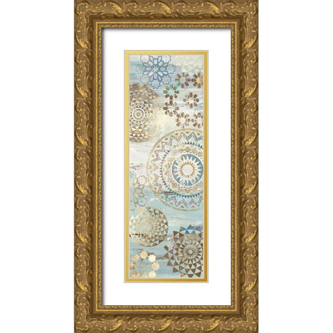 Blue Mosaic I  Gold Ornate Wood Framed Art Print with Double Matting by Aimee Wilson