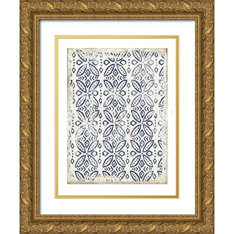 Navy Geo I  Gold Ornate Wood Framed Art Print with Double Matting by Wilson, Aimee