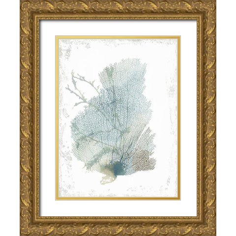 Teal Delicate Coral II  Gold Ornate Wood Framed Art Print with Double Matting by Wilson, Aimee