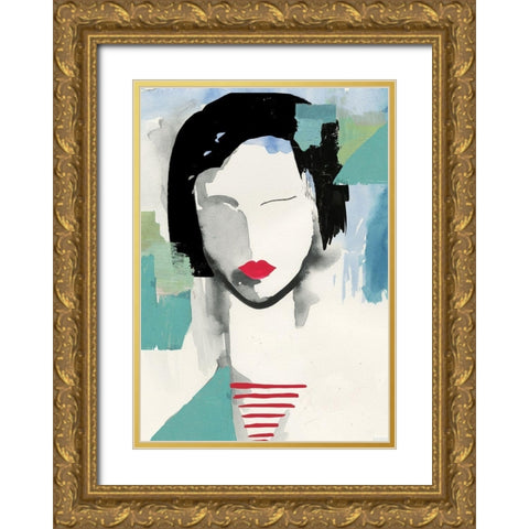 Girl with Red Stripes I  Gold Ornate Wood Framed Art Print with Double Matting by Wilson, Aimee