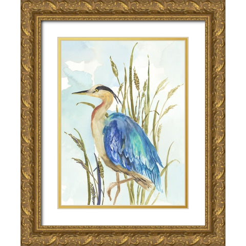 Little Blue Heron Gold Ornate Wood Framed Art Print with Double Matting by Wilson, Aimee