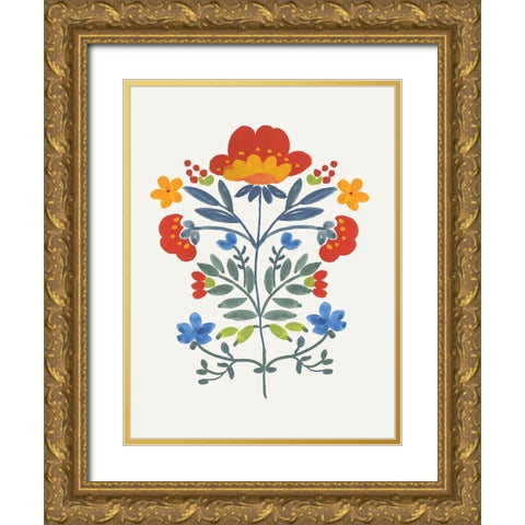 Red Roostery Flower Gold Ornate Wood Framed Art Print with Double Matting by Wilson, Aimee