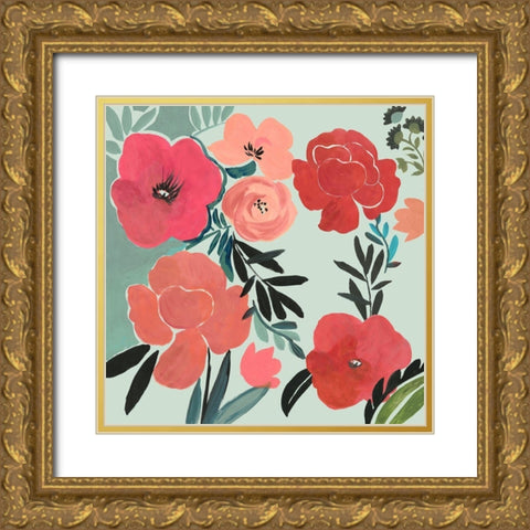 French Floral Gold Ornate Wood Framed Art Print with Double Matting by Wilson, Aimee