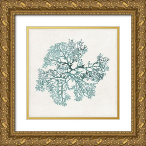 Teal Coral II Gold Ornate Wood Framed Art Print with Double Matting by Wilson, Aimee