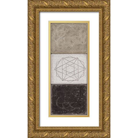 Black Tiles II Gold Ornate Wood Framed Art Print with Double Matting by Wilson, Aimee