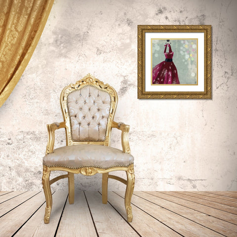 Fuschia Dress II Gold Ornate Wood Framed Art Print with Double Matting by Wilson, Aimee