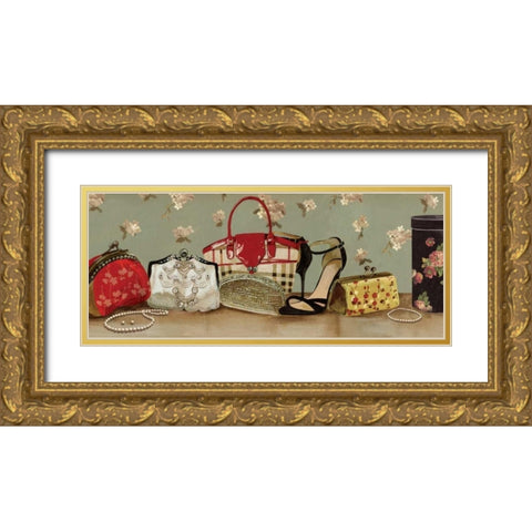 Purse Lineup Gold Ornate Wood Framed Art Print with Double Matting by Wilson, Aimee