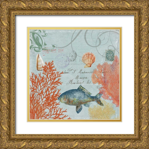 Under the Sea I - Mini Gold Ornate Wood Framed Art Print with Double Matting by Wilson, Aimee