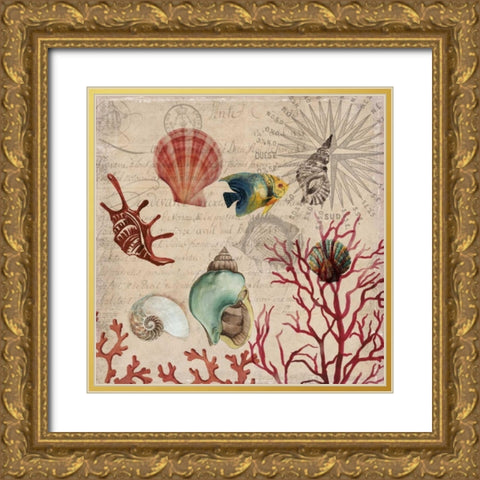 Coral I Gold Ornate Wood Framed Art Print with Double Matting by Wilson, Aimee