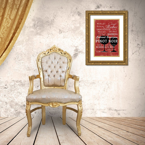 Red Wine Collection - Mini Gold Ornate Wood Framed Art Print with Double Matting by Wilson, Aimee