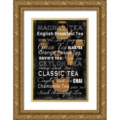 Tea Collection - Mini Gold Ornate Wood Framed Art Print with Double Matting by Wilson, Aimee