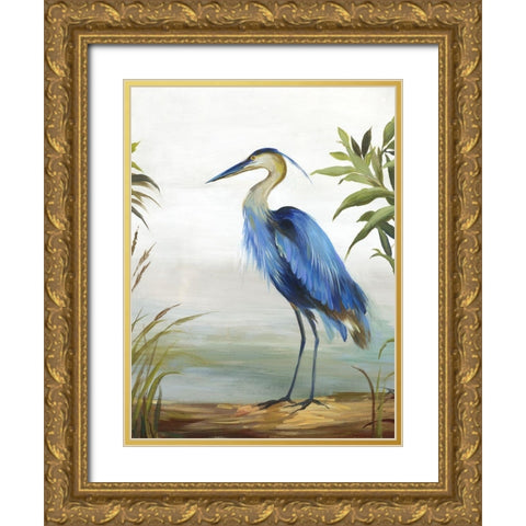 Blue Heron  Gold Ornate Wood Framed Art Print with Double Matting by Wilson, Aimee