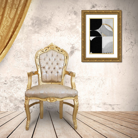 Stripes and Circles I Gold Ornate Wood Framed Art Print with Double Matting by Cartissi