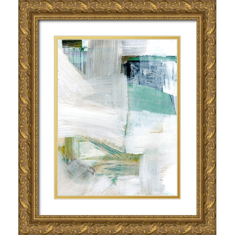 White Blues I Gold Ornate Wood Framed Art Print with Double Matting by Cartissi